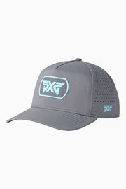 Men's Dog Tag 5-Panel Snapback Cap - Charcoal/Teal Logo - One Size Charcoal